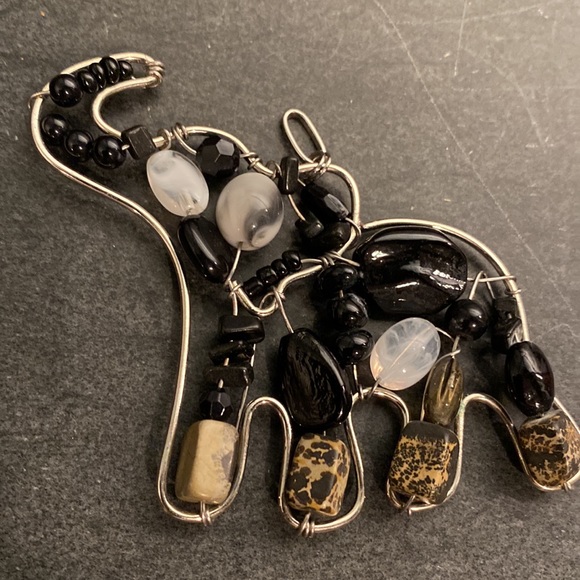 Fabulous Stone, Bead and Metal Art Piece Elephant Pendant - Picture 2 of 10